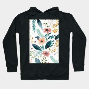 Floral Garden Botanical Print with Spring Flowers and Leaves Hoodie